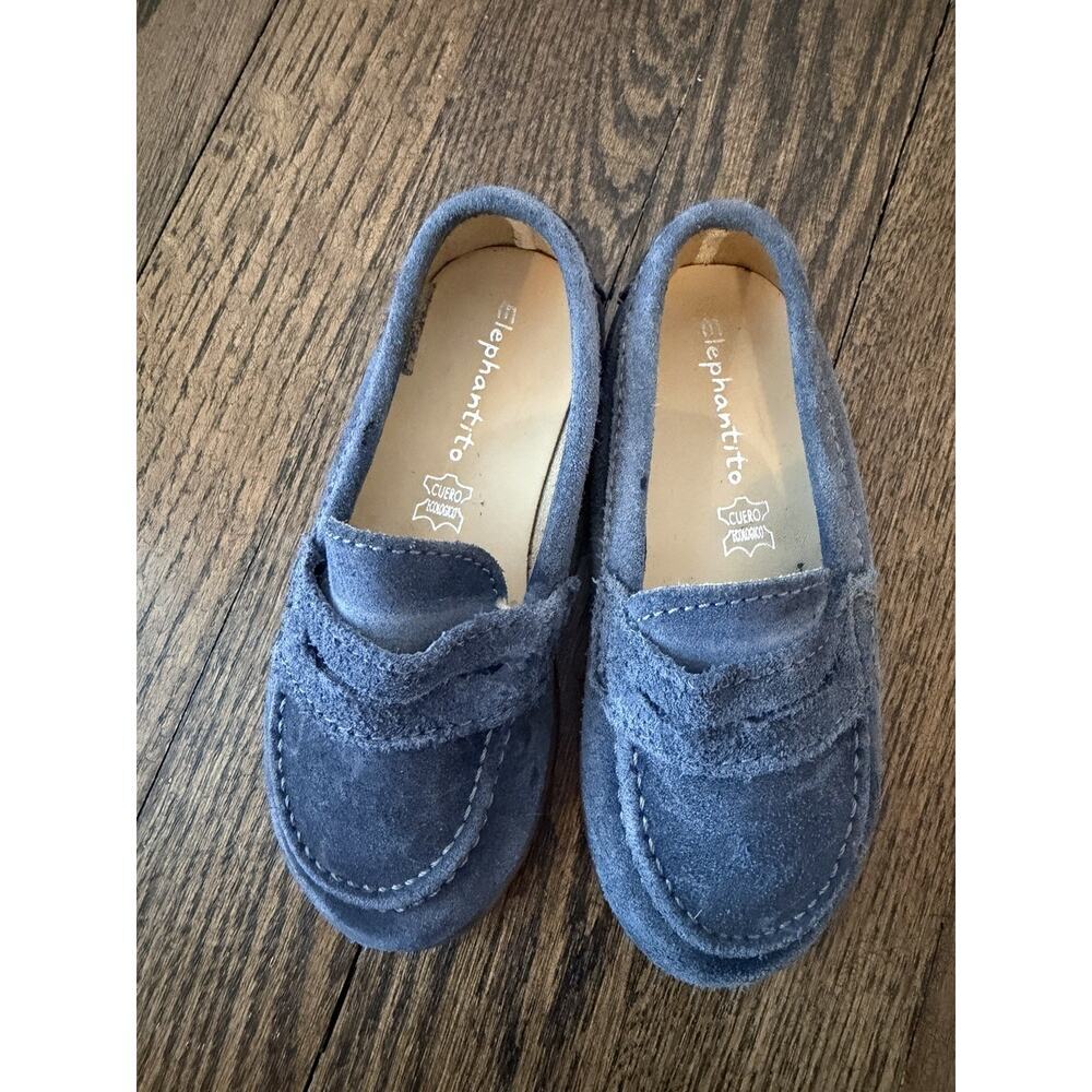 Elephantito Kids' Antton Moc Toe Driving Loafer Suede Blue Little Boy Sz 5c
